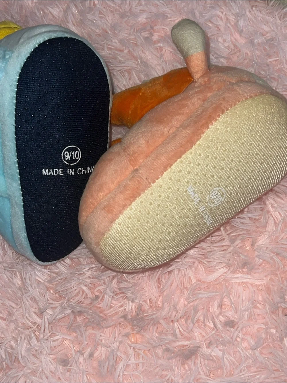 Plush Cartoon Cat Slippers - Blue and Orange